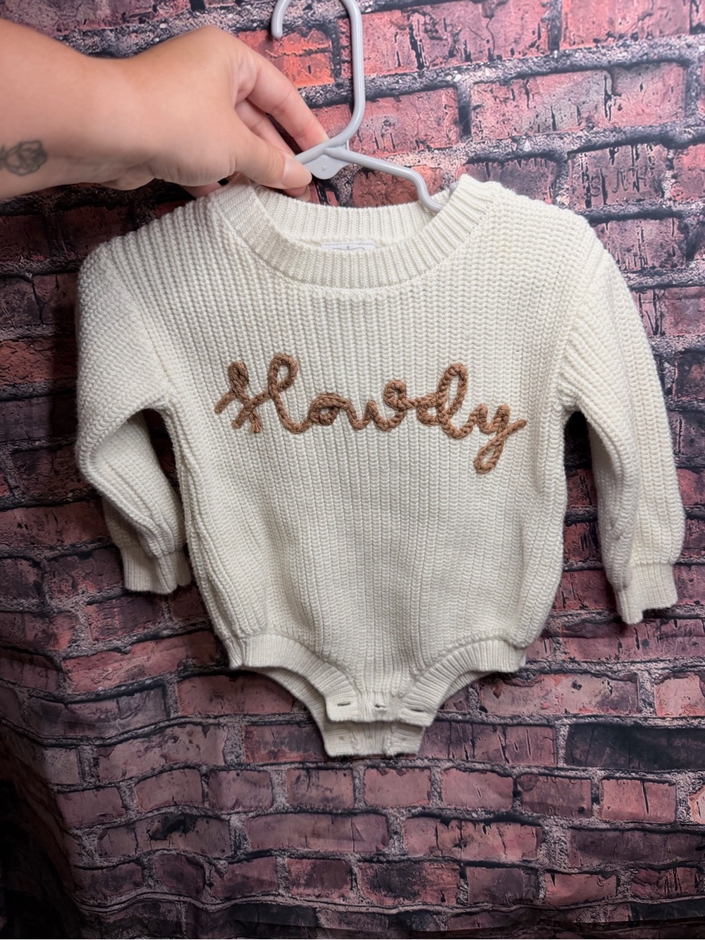Cream Knit 'Howdy' Sweater Bodysuit